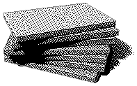 A stack of thin plates, each slightly turned from the one below, dithered to one bit